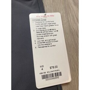 LULULEMON Amped Crop Length Leggings Size 4 24" Gray White Stripe Activewear New